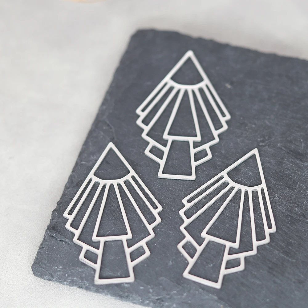 3pcs Geometric Rocket Line DIY Craft Tassels Earrings Necklace Women Charms for Jewelry Making Stainless Steel Pendant Accessory