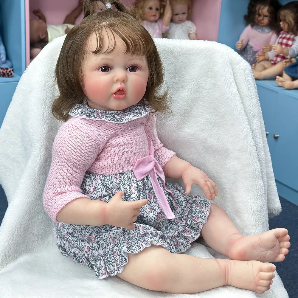 Novo 60cm pintado simulado bebê reborn boneca completa de plástico macio grande simulado menina brinquedo W-3039