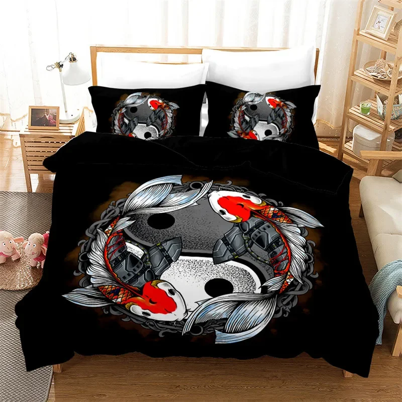 Yin Yang Duvet Cover Chinese Style Gossip Pattern Bedding Set King For Kids Boys Girls Bohemia Psychedelic Art Comforter Cover