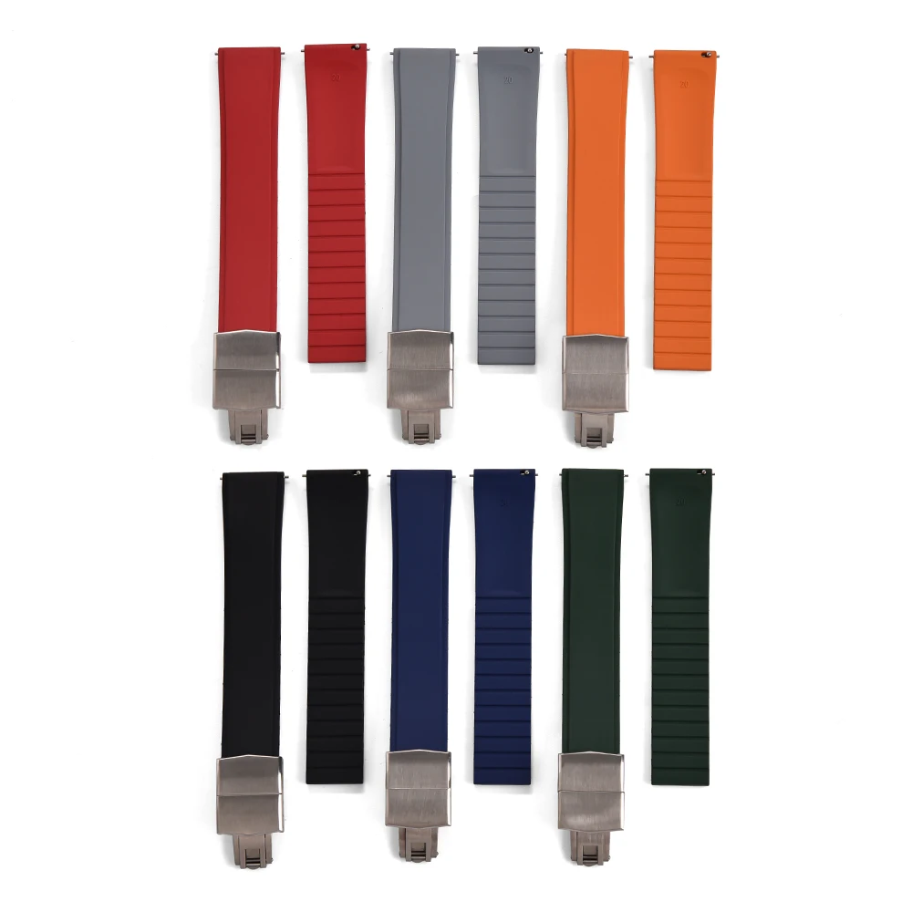 19mm 20mm 21mm 22mm with Silver/Black/Gold Butterfly Clasp CTS Fluoroelastomer Strap Quick Release Diving Watch Bands for Men