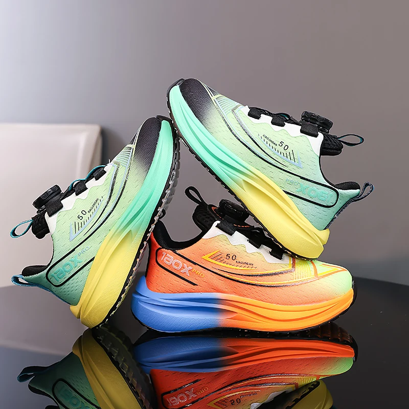 

Children Sneakers Handsome Gradient Kids Running Shoes for Students Thick Soft Sole 2025 Autumn New Boys Girls Basketball Shoes