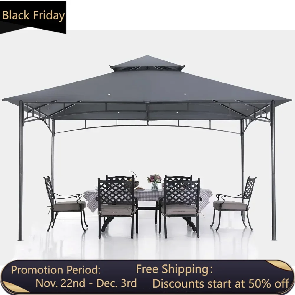 

Gazebos for Patios 10x12 - Outdoor Steel Frame Gazebo for Lawn Backyard Garden Deck (Dark Gray)