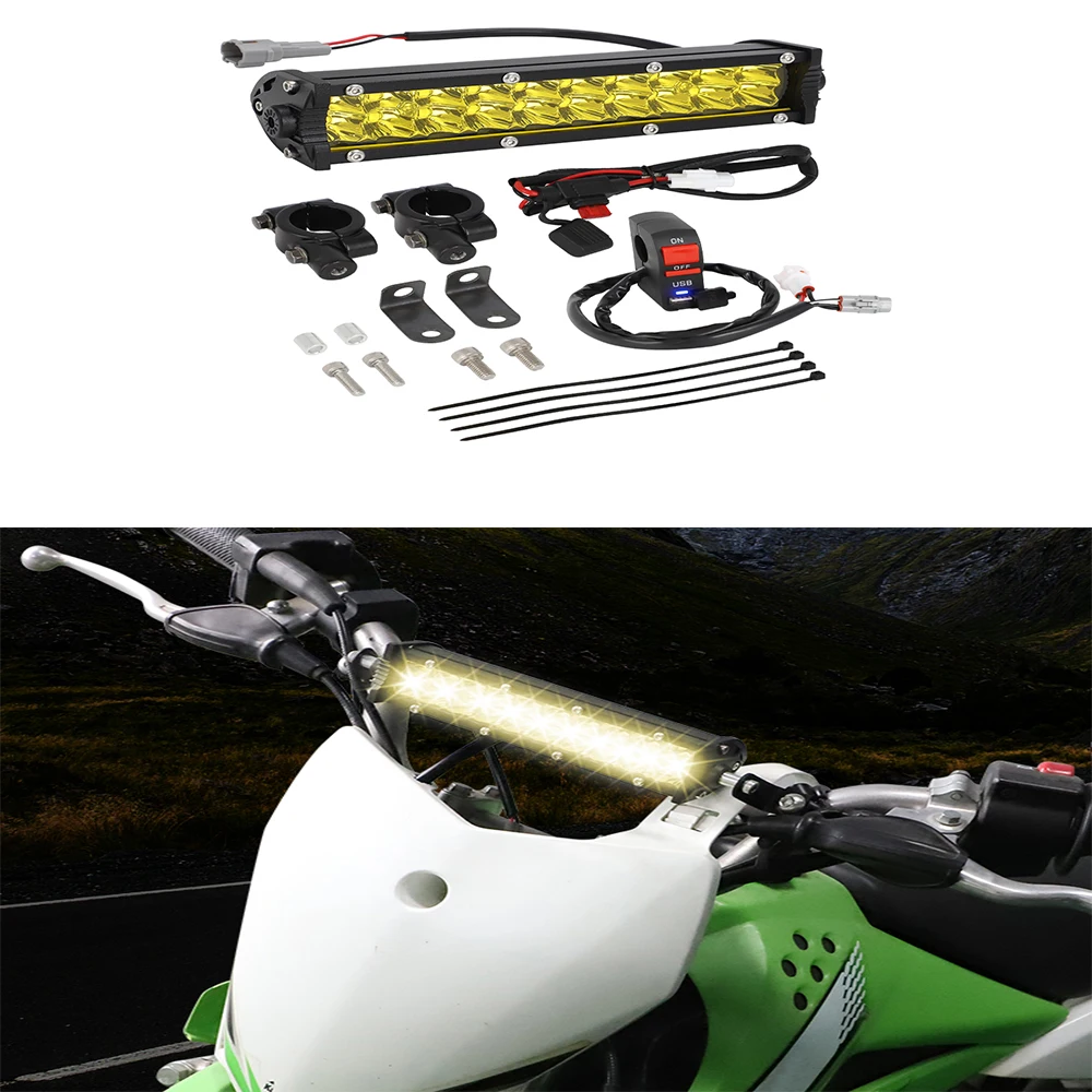 1 Pc Universal 60W LED Motorcycle Headlight Light Bar Upgrade Kit 6000K-6500K Yellow Waterproofing Signal Lamp