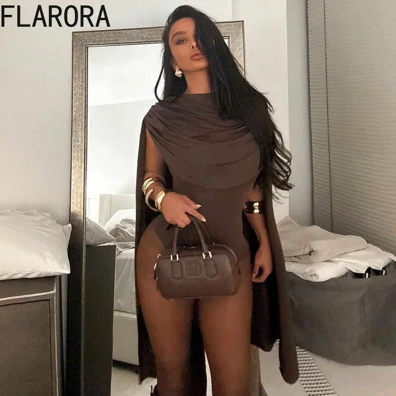 

FLARORA Elegant Street Tassel Swing Collar Bodysuits Fashion Woman Sleeveless High Waist Slim Rompers Midnight Party Club Tops