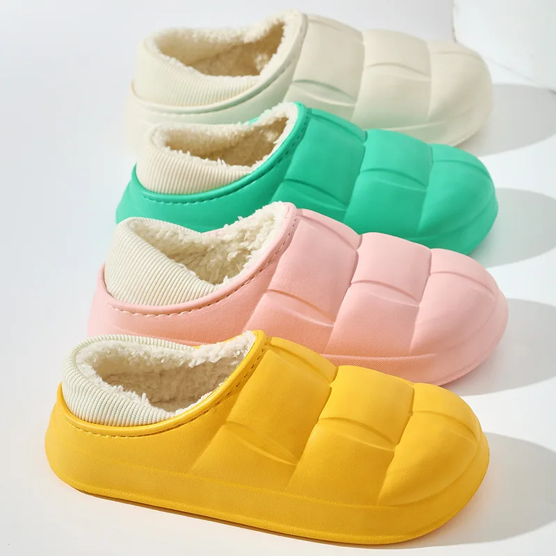 Winter Home Cotton Shoes Women's Thickened, Anti Slip, Waterproof, Snow Proof, Warm External Wear Cotton Slippers For Men