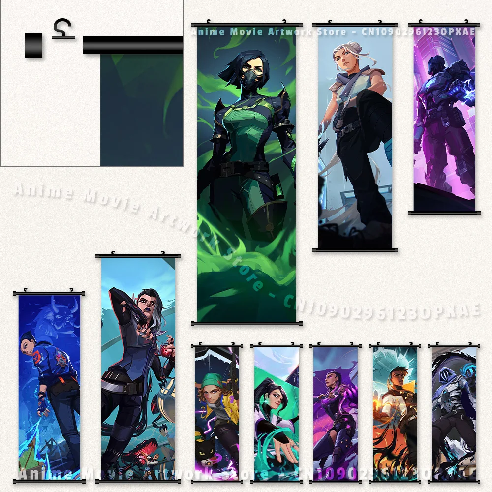 

Горячая игра Valorant, украшение для дома, настенное искусство, холст, подвесная картина, аниме, принт, постеры, фигурки, свитки, картина для гостиной