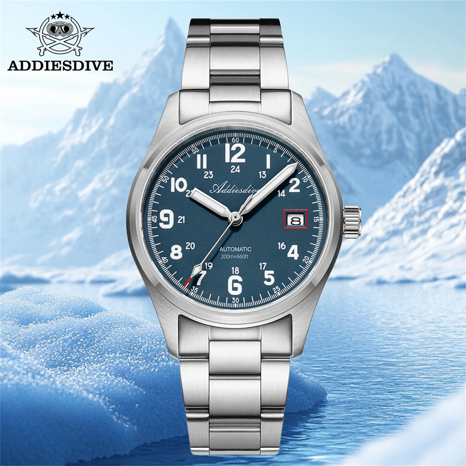 

ADDIESDIVE Men Watch Sapphire Glass 200m Waterproof 316L Stainless Steel BGW9 Luminous NH35 Automatic Watch Dress Wristwatch New