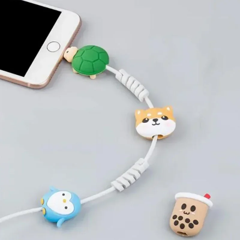 Cartoon Cable Protector Cute Silicone  Charger Protector Cable Winder Organizer Data Line Protective Cover Accessories