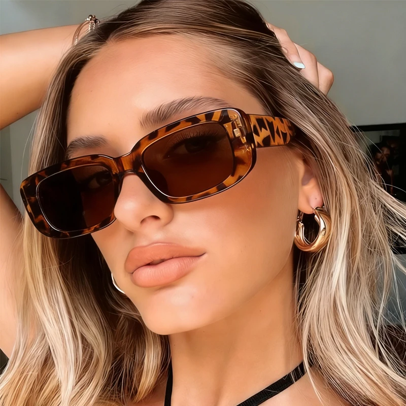 Quadratische Vintage-Sonnenbrille für Damen, Markendesigner Retro-Rechteck-Sonnenbrille, Trendige Bunte Damenbrille