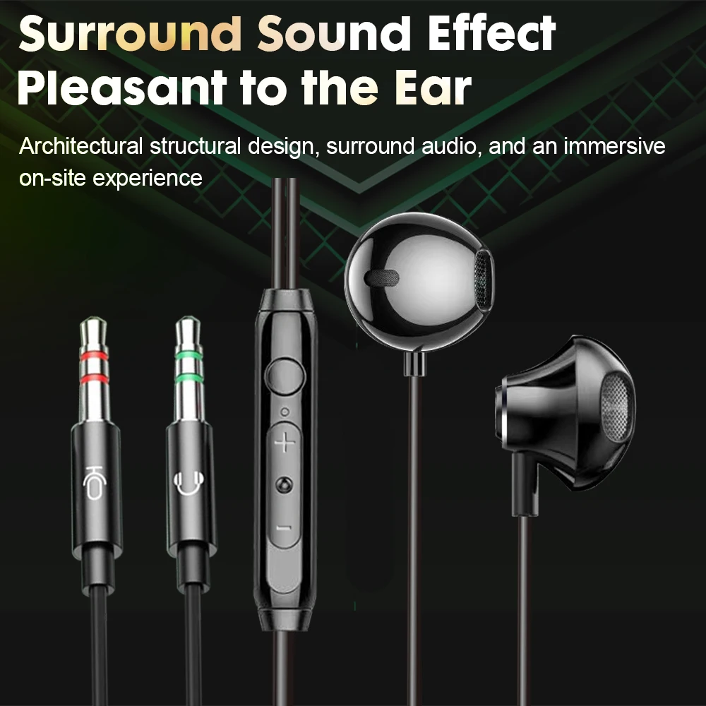 KAMYU 3.5 มม. หูฟังแบบมีสายแบบปลั๊กคู่สำหรับคอมพิวเตอร์เดสก์ท็อปประสิทธิภาพเสียงคุณภาพสูงการออกแบบตามหลักสรีรศาสตร์ชุดหูฟังพีซีแบบปลั๊กคู่