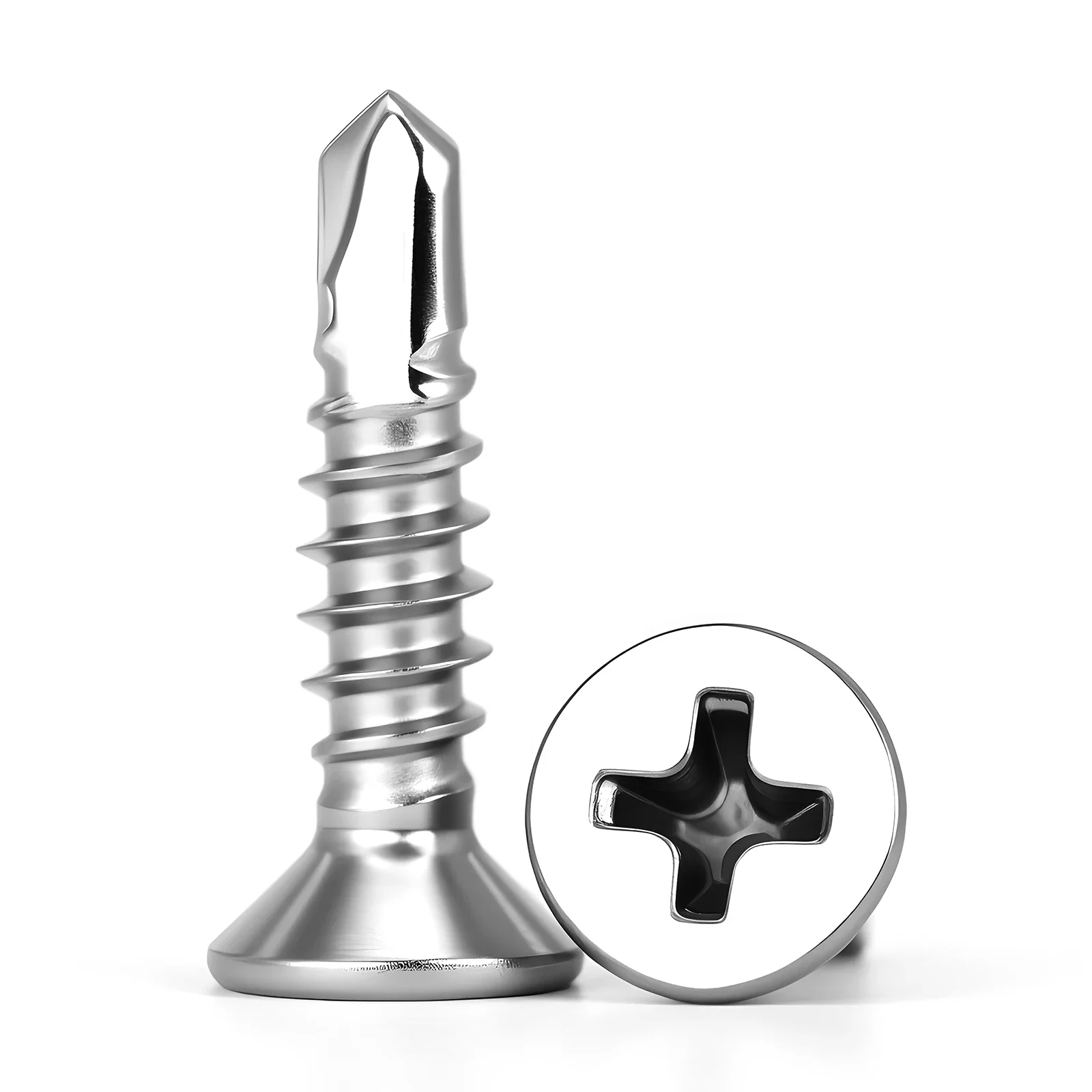 

Cross Countersunk Head Screw Phillips Slotted Self-Tapping Drill Tail Screws L=13-75mm 410 Stainle M3.5 M3.9 M4.2 M4.8 M5.5 M6.3