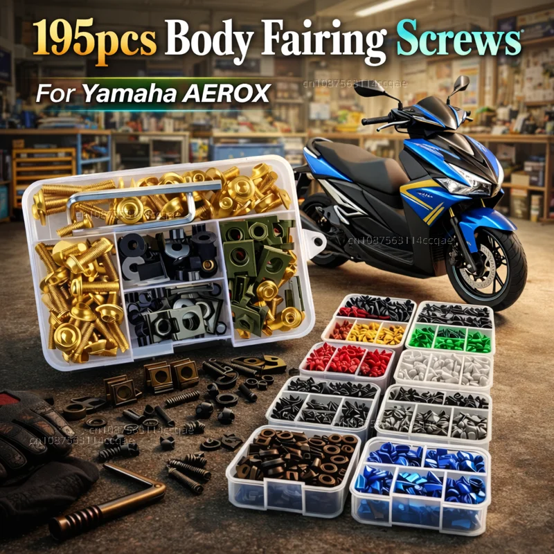 

195pcs Motorcycle Fairing Bolts Body Screws Nuts For BMW R18 1800CC 100th Kit Aluminum CNC Fasteners Clips Set Accessories
