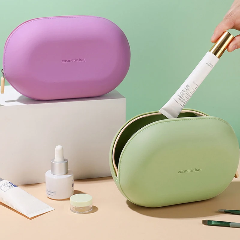 Tragbare Silikon-Kosmetiktasche mit großer Kapazität, wasserdichte, weiche Kosmetik-Aufbewahrungstasche, feuchtigkeitsbeständiger Kulturbeutel für Zuhause und Reisen