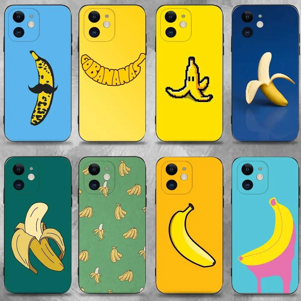 

Striped Banana Phone Case For iPhone 16,15,14,13,12,11 Plus,Pro Max,XS,X,XR,SE,Mini,8,7,Soft Silicone Black Cover