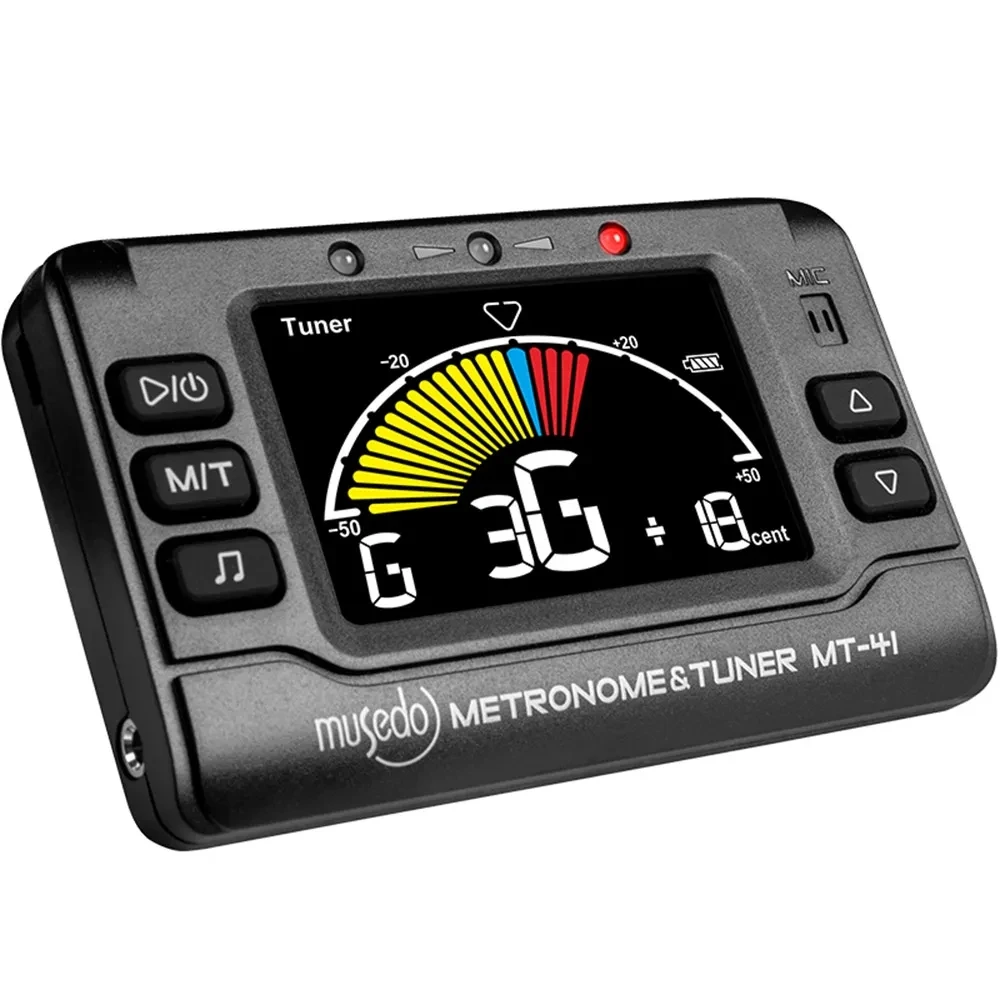 Musedo MT-41 Rechargeable Guitar Universal Electronic Digital Tuner Metronome Tone Generator Guitar Tuner Clip on LED Display