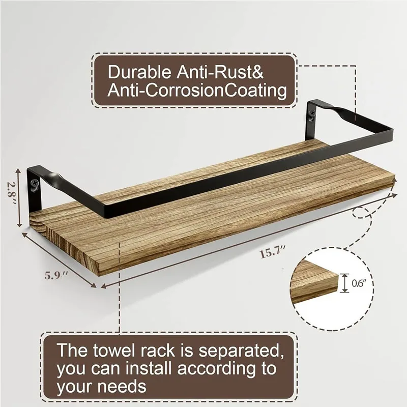 Bathroom supplies kitchen solid wood drilling storage rack floating wall rack accessories storage cabinet hardware accessories