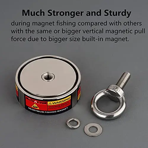 500kg Strong Neodymium Round Magnet Set with 20m Rope Claw 250kg*2 Outdoor Fishing Doulbe Sided Combined Metal Detecting
