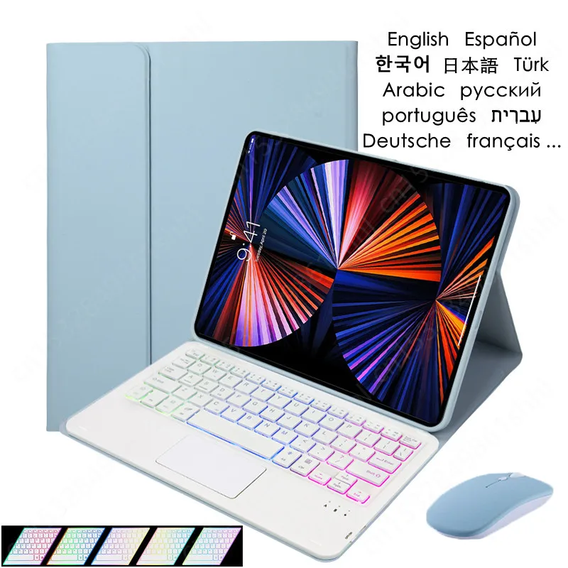 Funda con Teclado para Tablet Lenovo Tab P11 P11 Pro 11 11.5 TB-J606F J616F TB-J706F J716F, Cubierta con Teclado Retroiluminado y Panel Táctil Magnético