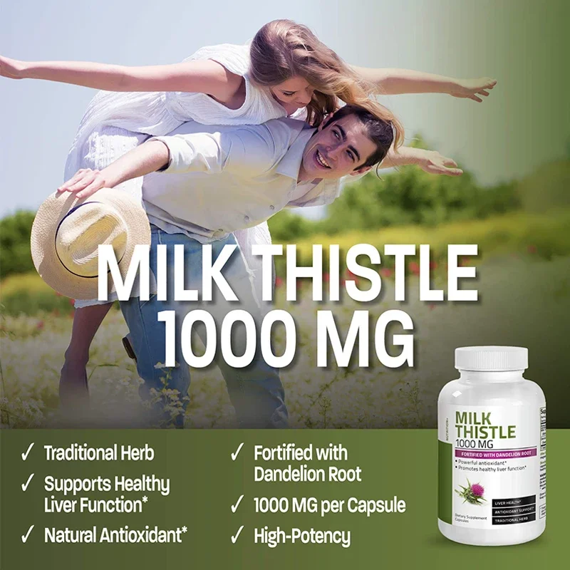 1 bottle Milk Thistle Capsules Dandelion Root Liver Supplement Liver Care Lowers Cholesterol Detoxification Promotes Digestion