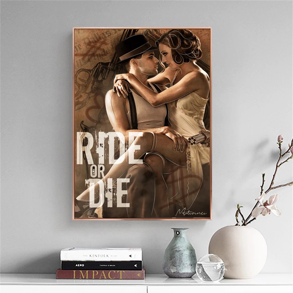 Classic Movie Bonnie and Clyde Poster Retro Movie Art Canvas Painting Home Room Club Cinema Wall Decor Art Movie Lovers Gifts