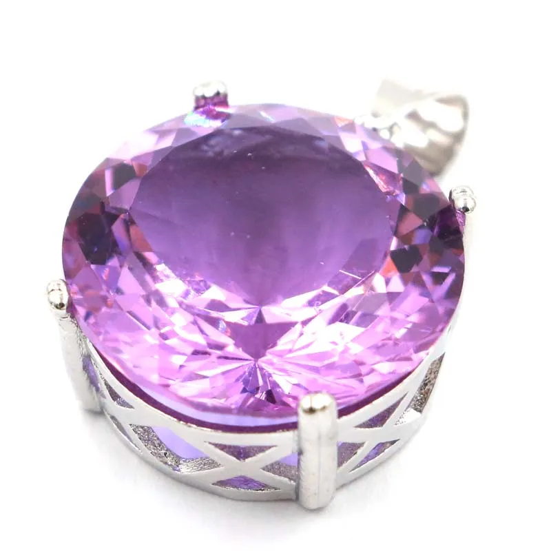 Buy 5 Get 1 Free 30x20mm Big Round 20mm Color Changing Alexandrite Topaz Zultanite Woman's Dating Silver Plated Pendant