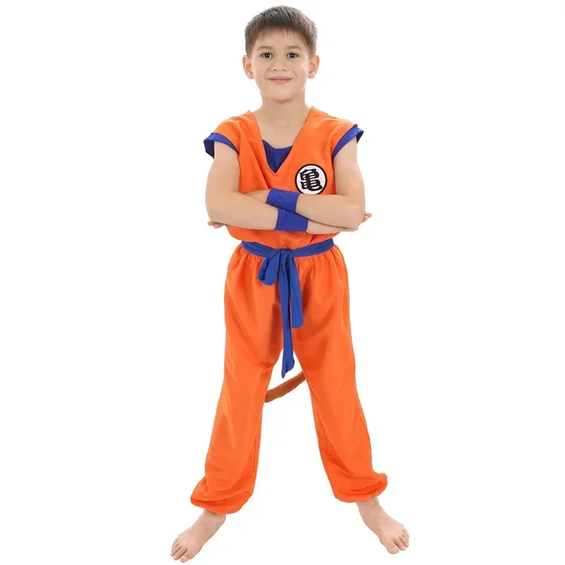 QQ8 8Pc Child Adult Anime Dragon Costume Cartoon Character Printed Goku Suit Kid Hero Halloween Role Play Dress Up Shoe Cove5Lk￥