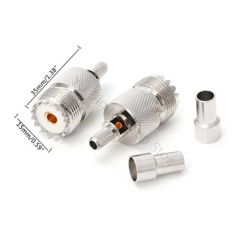 96BA 10 Sets UHF Weibliche SO239 Crimp RF Stecker Koaxial Adapter Für RG58 RG142 – Detail 3