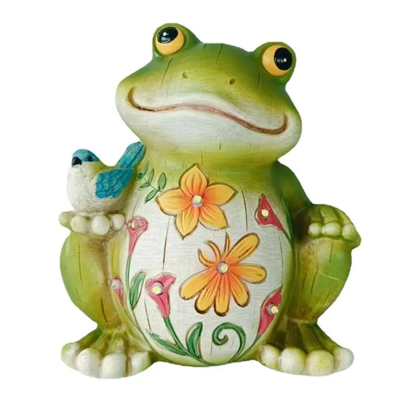 ABNL Frog Decor With Solar Light, Resin Garden Statue For Passage Yard Lawn Patio Decor, Outdoor Decor For Housewarming