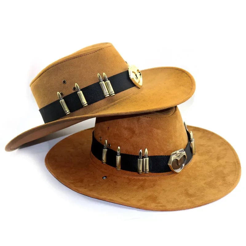 McCree Distintivo West Cowboy Costume Puntelli Eroe Cappello da pirata Accessorio di gioco cosplay OW per uomini adulti Donne Ragazzi adolescenti Halloween MN3