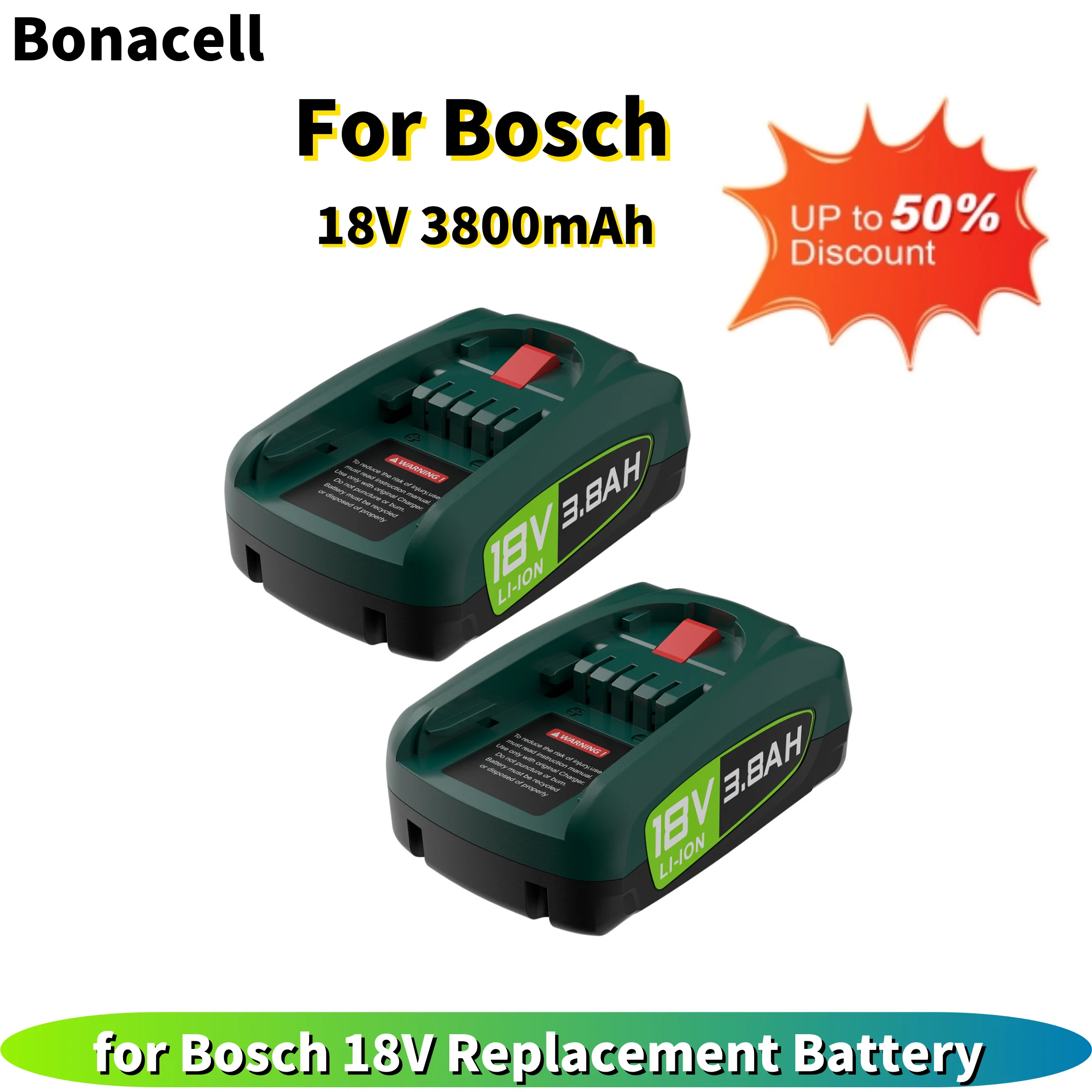 For Bosch 18V 3800mAh Battery PBA Replacement Battery for BOSCH PBA PSB PSR 18V Battery Tools AL18815CV AL1880CV