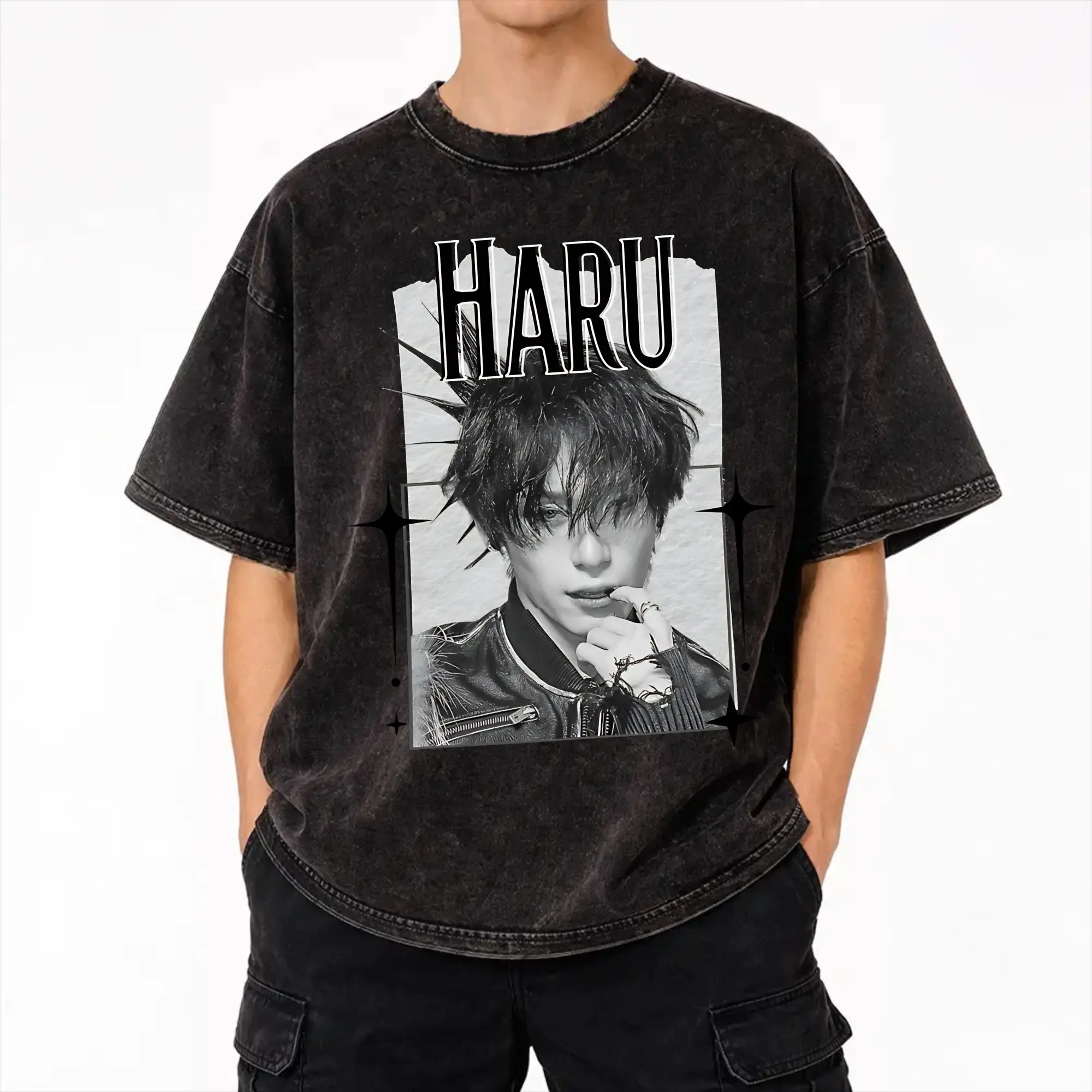  XLOV UXLXVE Members Outfit Washed T Shirt for Men Women Streetwear Hip Hop T-Shirt Graphic Printed  Tees Tops Short Sleeve
