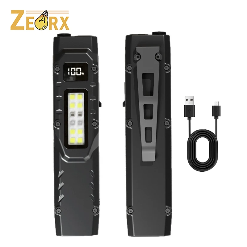 

EDC Tactical Flashlight, 7 Mode Pocket LED Flashlights 1200LM with USB-C Rechargeable Digital Display Side Light IPX4 Waterproof