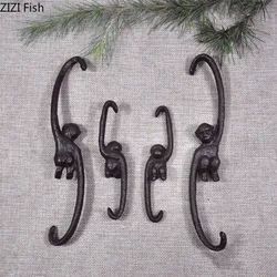 Vintage Monkey S Shape Hook Hanging Shelf Wall Hanging Cast Iron Decorative Hook Monkey Coat Rack Pastoral Outdoor Decoration