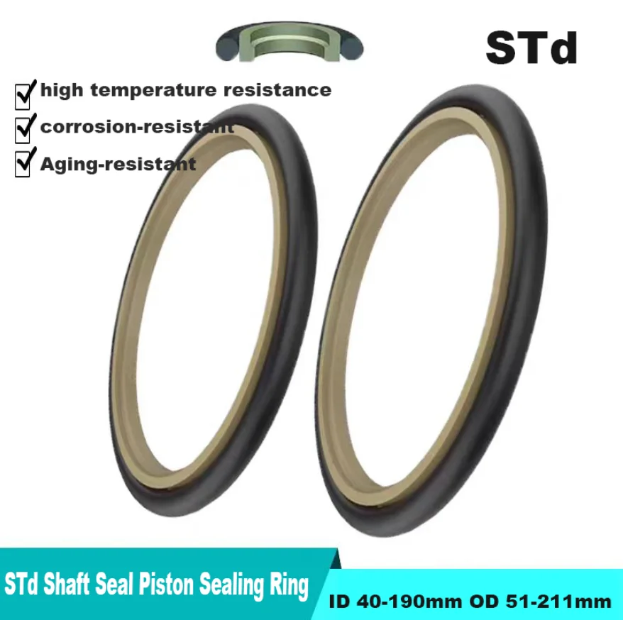1Pcs ID 40-190mm STd Shaft Sealed Ring NBR Piston Rod Hydraulic Cylinder Oil Seal Height 4.2/6.3/8.1mm for Normal Temperature