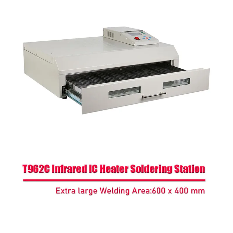 

Puhui T962C 110V / 220V Reflow Equipment T-962C Infrared Reflow Oven Furnace IC Heater BGA Rework Station 600*400 MM