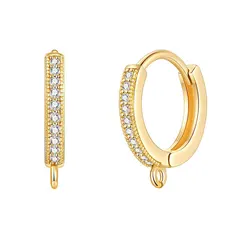Gold Color Small Hoop Earring Cubic Zirconia Handmade DIY Earring Clasp Hooks Quality Jewelry Making Accessories Wholesale