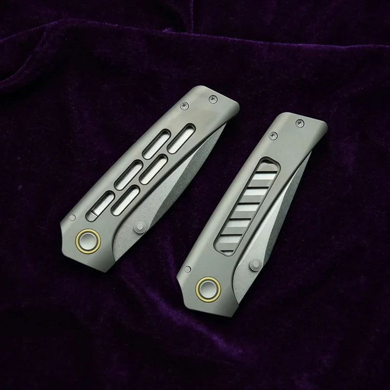 LEMIFSHE personalizado nueva hoja Real D2 mango de titanio rodamientos de cerámica herramienta EDC de bolsillo cuchillo plegable para acampar al aire libre