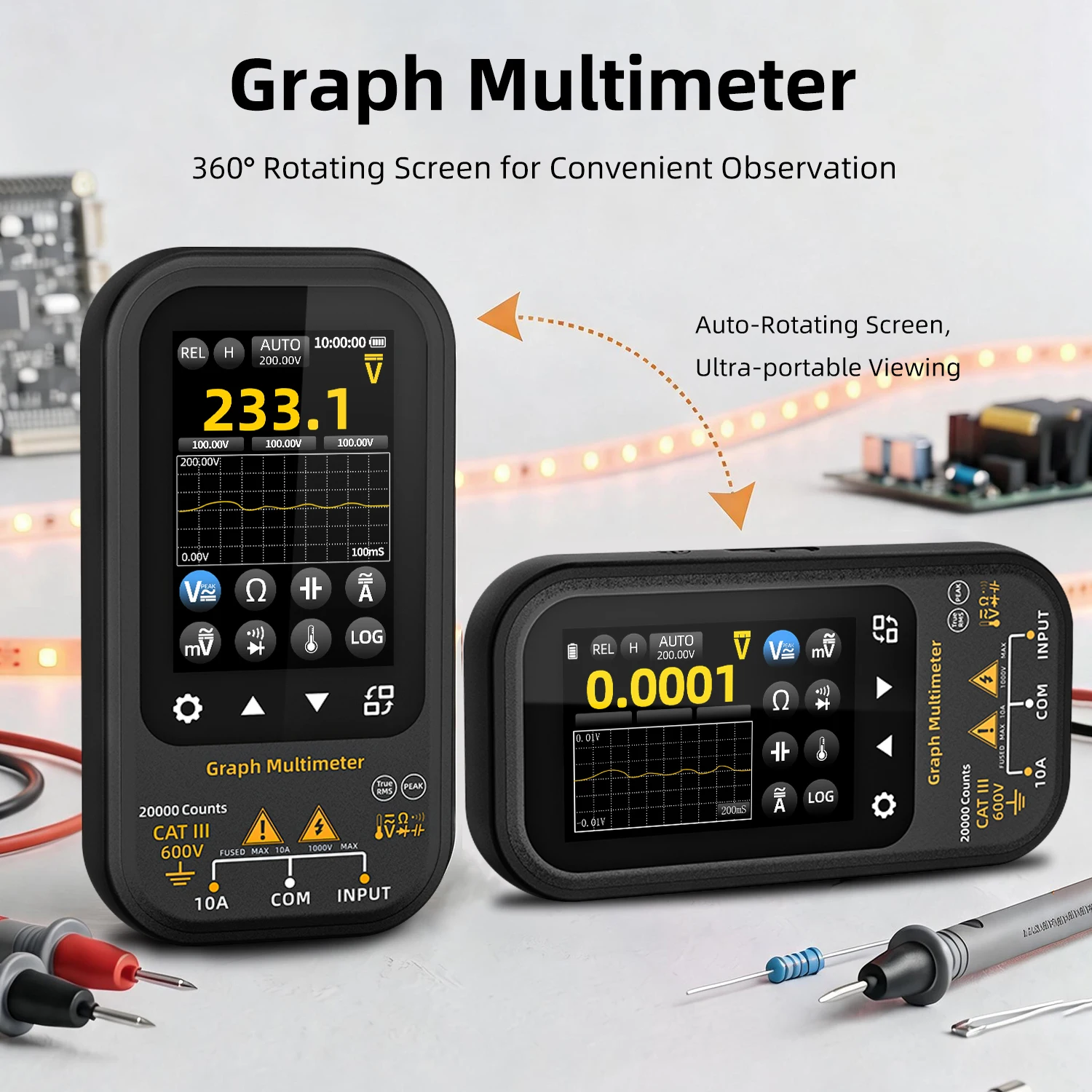 BISDE S700 Digital Multimeter Voltage Waveform Recording Temperature Testing Current, The Screen Can Be Rotated For Display