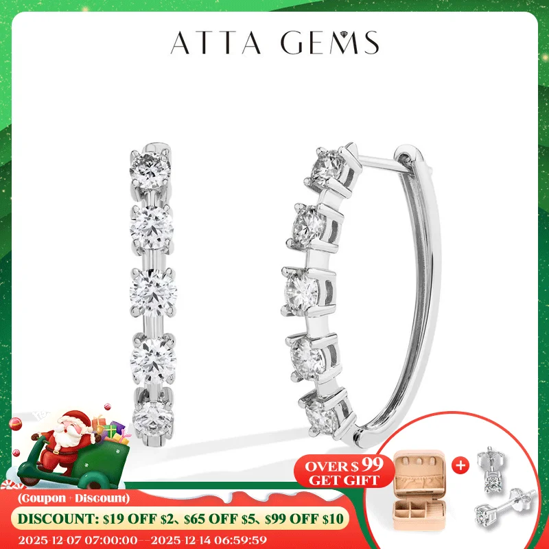 

Attagems D VVS1 Moissanite Diamond Earrings S925 Sterling Silver 18K Gold Plated 4-Claws Eardrop For Women Wedding Party Jewelry