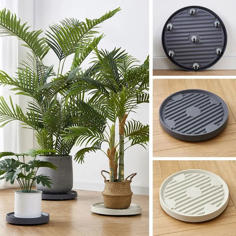 Durable with Moving Wheels Plant Saucer Round Removable Drip Trays Pot Trays Plastic Tray Saucers Garden Indoor Outdoor Supplies