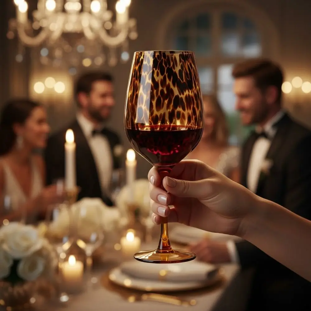 Creative Vintage Amber Leopard Goblet Glass Heat-resistant Drink Cup Art Style Lightweight Leopard Spot Highball Glass Bar