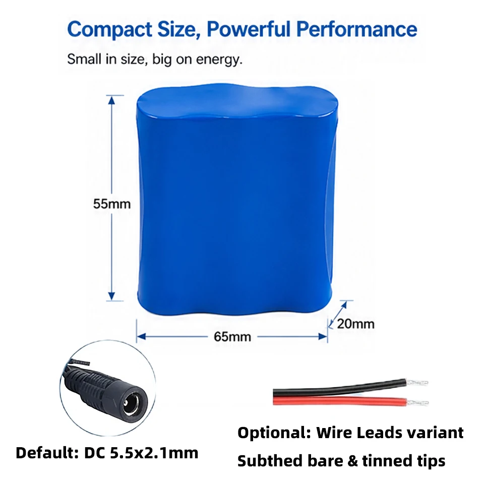 12V 2500mAh 3S1P 18650 Lithium-ion Battery Pack With BMS Rechargeable Li-ion Battery For CCTV Camera, LED Strip, DIY Projects