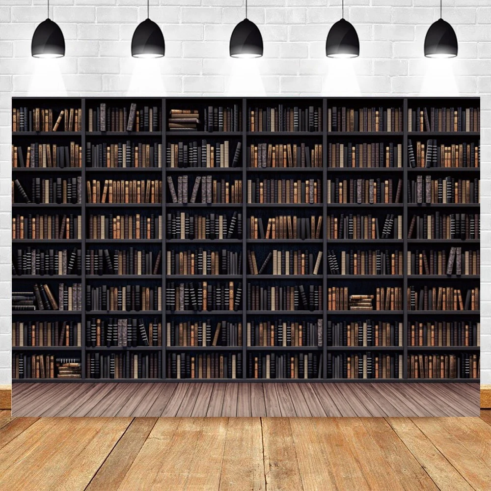 Vintage Bookshelf Backdrop Book Racks Photography Backdrop for Party Decor Birthday School Photoshoot Photo Background Props