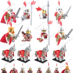 50pcs Medieval Military Knights Sets Figures Building Blocks Sword Shield Helmets Roman Soldiers Weapons Accessories Kids Toys