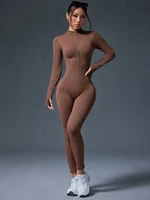 Half Zip Jumpsuit Women Gym Bodysuit Long Sleeve Activewear Set Running Workout Romper Fitness Overalls Sportswear Yoga Clothes - Image 5