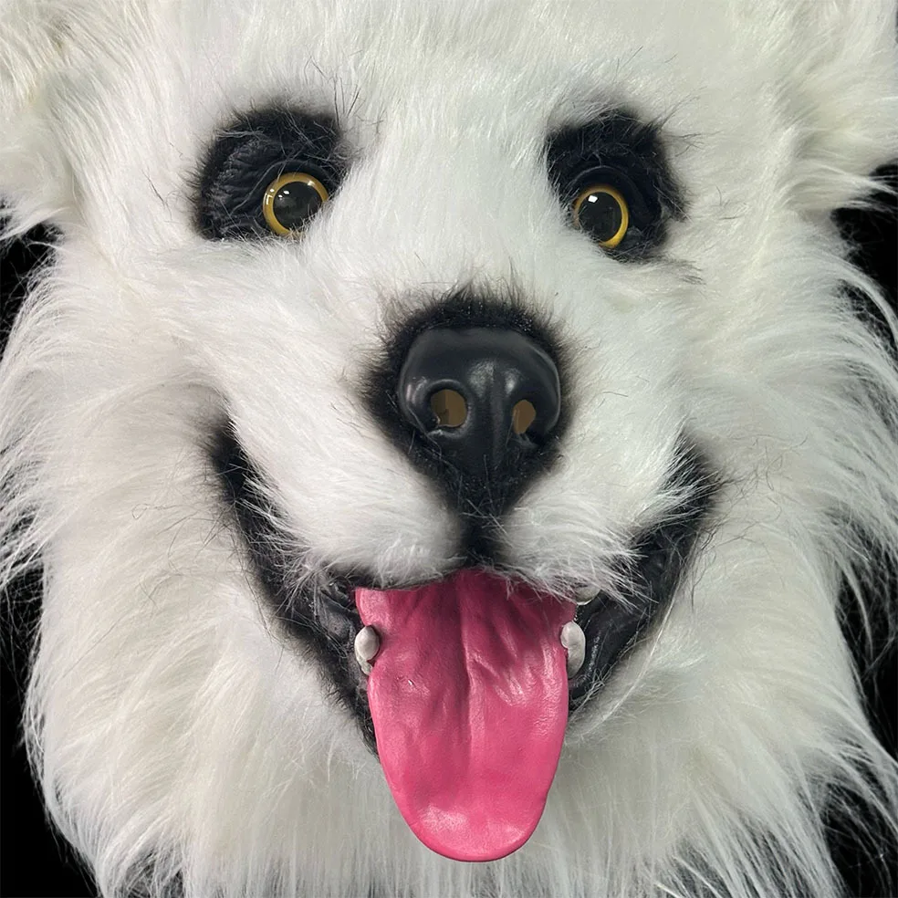 Tier-Wolf-Hundemaske Cosplay-Kostüm-Zubehör Flauschige Kunstfell-Hundemaske für den ganzen Kopf Anime-Verkleidungsparty – Detail 3