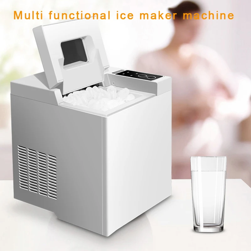 Máquina para hacer hielo portátil de encimera, 24 cubos listos en 10 minutos, 26 libras en 24 horas de hielo cuadrado para el hogar/oficina/bar fiesta
