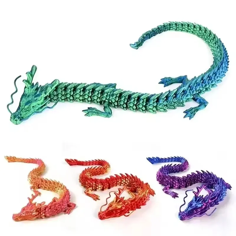 3D Printed Movable Dragon - Conjoined Articulated Ornament for Home Office & Fish Tank Landscaping
