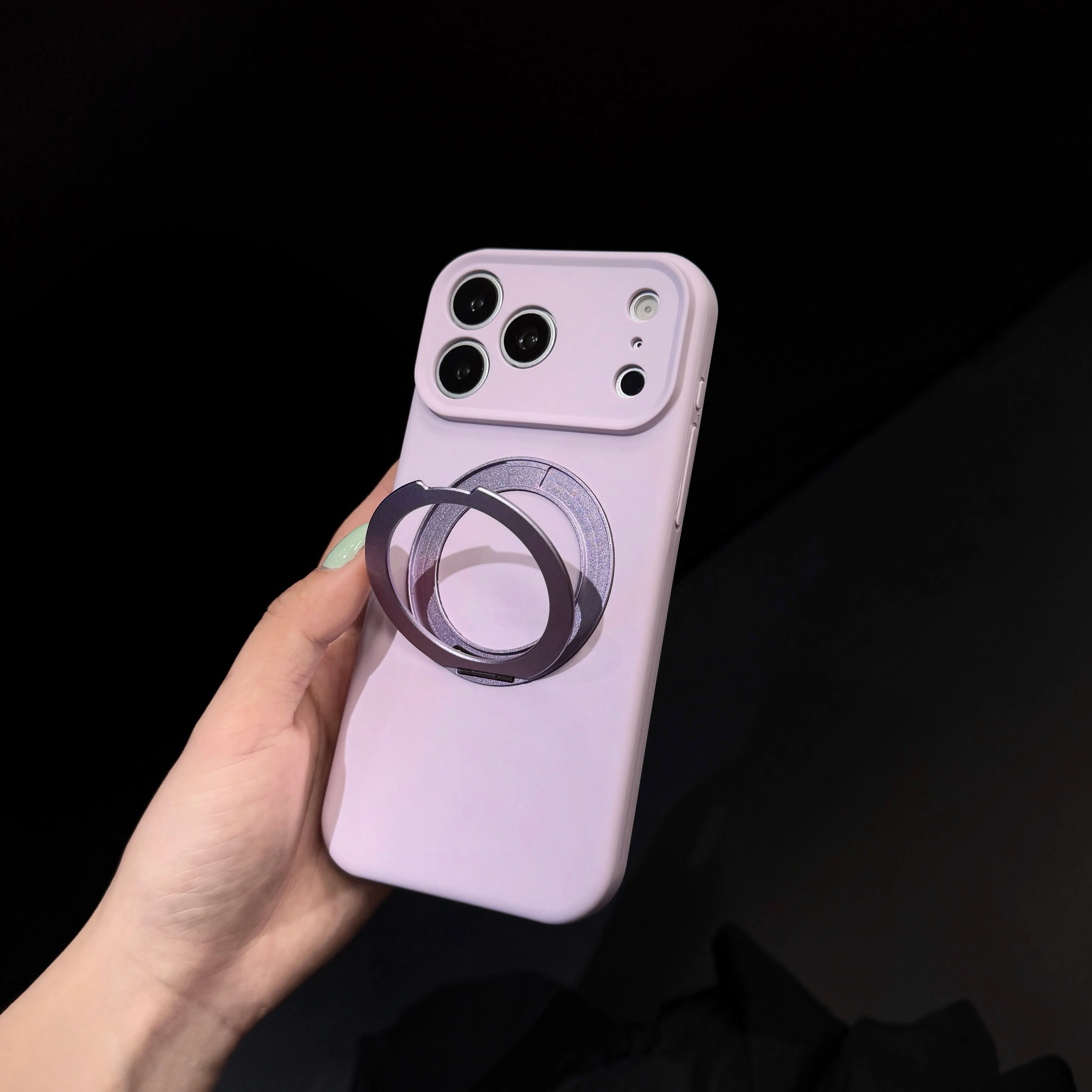 Liquid Silicone For Magsafe Metal Stand Holder Case For iPhone 17 16 15 Pro Max Magnetic Camera Shockproof Protection Cover view 4