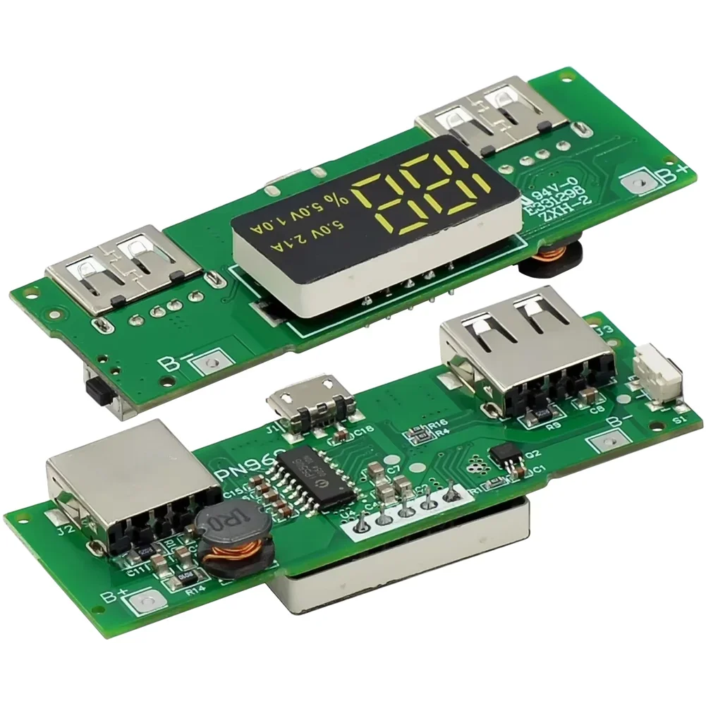 Power Bank Circuit Module with Real Time Digital Display Dual USB Outputs 5V2.4A and 5V1A for Portable Power Systems